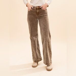Risen High Rise Brown Mocha Wide Leg Corduroy Pants Size 3XL Retro Vntg Style